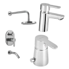 COMBO Grifería Peirano Monocomando Bajo para Lavatorio Adra Plus + Grifería Peirano Monocomando para Bidet Adra + Grifería Peirano Monocomando para Ducha Embutir Adra Plus