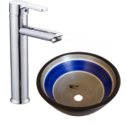 COMBO: Grifería para Lavatorio Monocomando Pico Alto RG + Bacha Elíptica Galón Azul