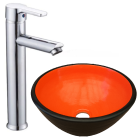 COMBO: Grifería para Lavatorio Monocomando Pico Alto RG + Bacha Elíptica Naranja Negro 