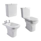 COMBO Inodoro Largo Limay + Deposito de Apoyar Limay Doble Descarga + Bidet Limay 3 Agujeros