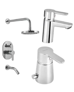 COMBO Grifería Peirano Monocomando Bajo para Lavatorio Adra Plus + Grifería Peirano Monocomando para Bidet Adra + Grifería Peirano Monocomando para Ducha Embutir Adra Plus